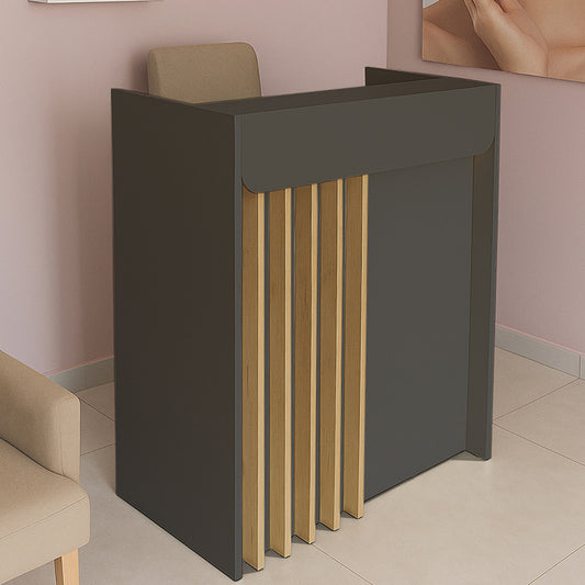 Γραφείο υποδοχής - reception Karibu Megapap με LED χρώμα ανθρακί - sepet oak 90x40x100εκ. - Hippiehome.gr