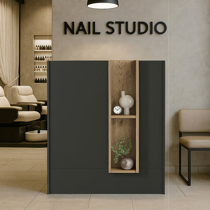 Γραφείο υποδοχής - reception Bonveno Megapap χρώμα ανθρακί - sepet oak 90x43,2x110εκ. - Hippiehome.gr