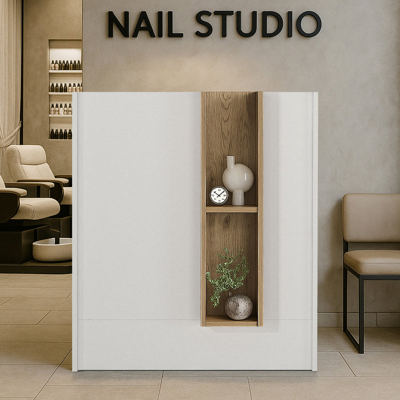 Γραφείο υποδοχής - reception Bonveno Megapap χρώμα λευκό - sepet oak 90x43,2x110εκ. - Hippiehome.gr