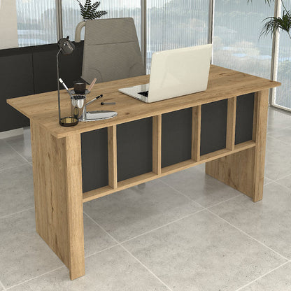 Γραφείο εργασίας Nika Megapap χρώμα sepet oak - ανθρακί 140x60x75εκ. - Hippiehome.gr