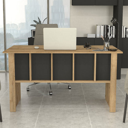 Γραφείο εργασίας Nika Megapap χρώμα sepet oak - ανθρακί 140x60x75εκ. - Hippiehome.gr