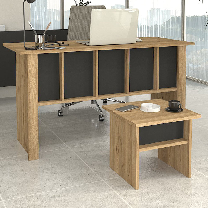 Τραπεζάκι σαλονιού - γραφείου Nika Megapap χρώμα sepet oak - ανθρακί 45x45x40εκ. - Hippiehome.gr