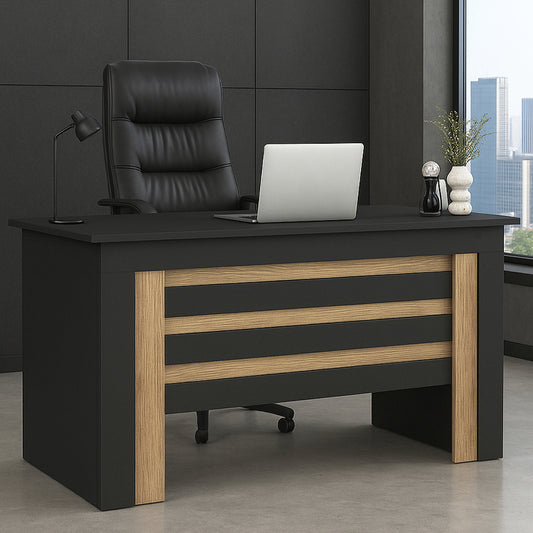 Γραφείο εργασίας Epito Megapap χρώμα ανθρακί - sepet oak 140x59,6x76,8εκ. - Hippiehome.gr