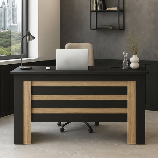 Γραφείο εργασίας Epito Megapap χρώμα ανθρακί - sepet oak 140x59,6x76,8εκ. - Hippiehome.gr