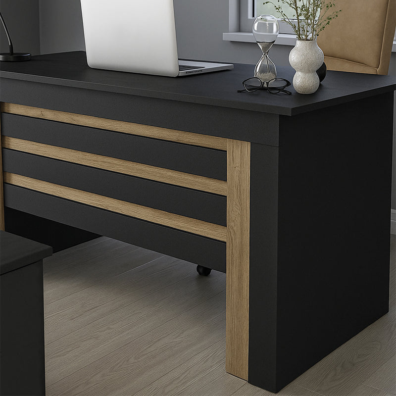 Γραφείο εργασίας Epito Megapap χρώμα ανθρακί - sepet oak 140x59,6x76,8εκ. - Hippiehome.gr