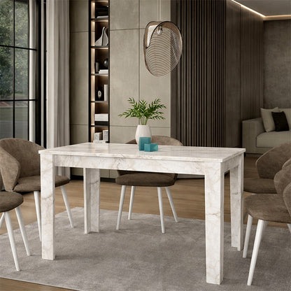 Τραπέζι Darlen Megapap χρώμα λευκό εφέ μαρμάρου 125x72x74εκ. - Hippiehome.gr