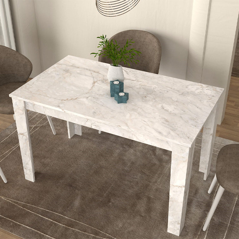 Τραπέζι Darlen Megapap χρώμα λευκό εφέ μαρμάρου 125x72x74εκ. - Hippiehome.gr