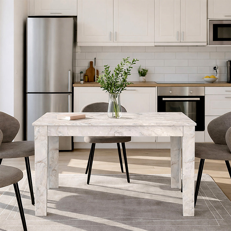 Τραπέζι Darlen Megapap χρώμα λευκό εφέ μαρμάρου 125x72x74εκ. - Hippiehome.gr