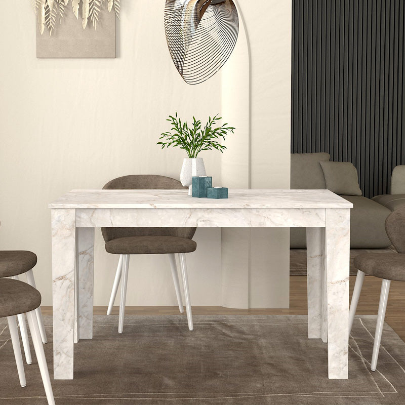 Τραπέζι Darlen Megapap χρώμα λευκό εφέ μαρμάρου 125x72x74εκ. - Hippiehome.gr