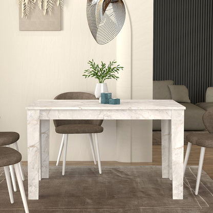 Τραπέζι Darlen Megapap χρώμα λευκό εφέ μαρμάρου 125x72x74εκ. - Hippiehome.gr