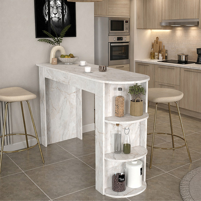 Τραπέζι μπαρ Vigne Megapap χρώμα λευκό εφέ μαρμάρου 150x51,6x101,8εκ. - Hippiehome.gr