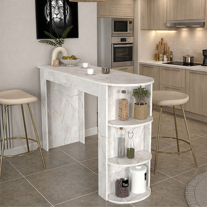 Τραπέζι μπαρ Vigne Megapap χρώμα λευκό εφέ μαρμάρου 150x51,6x101,8εκ. - Hippiehome.gr