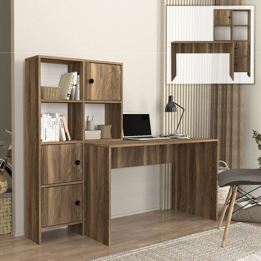 Γραφείο εργασίας Lesya Megapap αναστρέψιμο χρώμα καρυδί 159,2x59,6x141,2εκ. - Hippiehome.gr