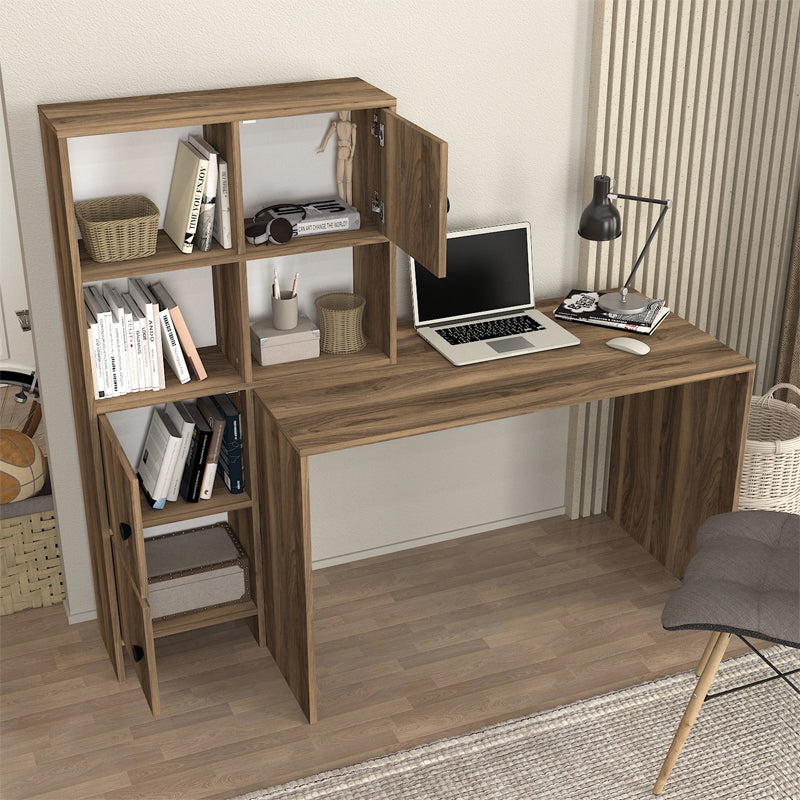 Γραφείο εργασίας Lesya Megapap αναστρέψιμο χρώμα καρυδί 159,2x59,6x141,2εκ. - Hippiehome.gr