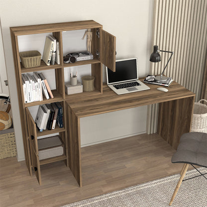 Γραφείο εργασίας Lesya Megapap αναστρέψιμο χρώμα καρυδί 159,2x59,6x141,2εκ. - Hippiehome.gr