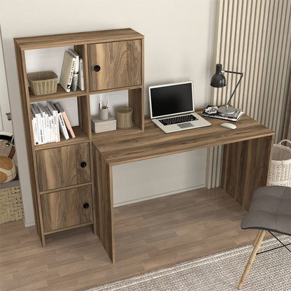 Γραφείο εργασίας Lesya Megapap αναστρέψιμο χρώμα καρυδί 159,2x59,6x141,2εκ. - Hippiehome.gr