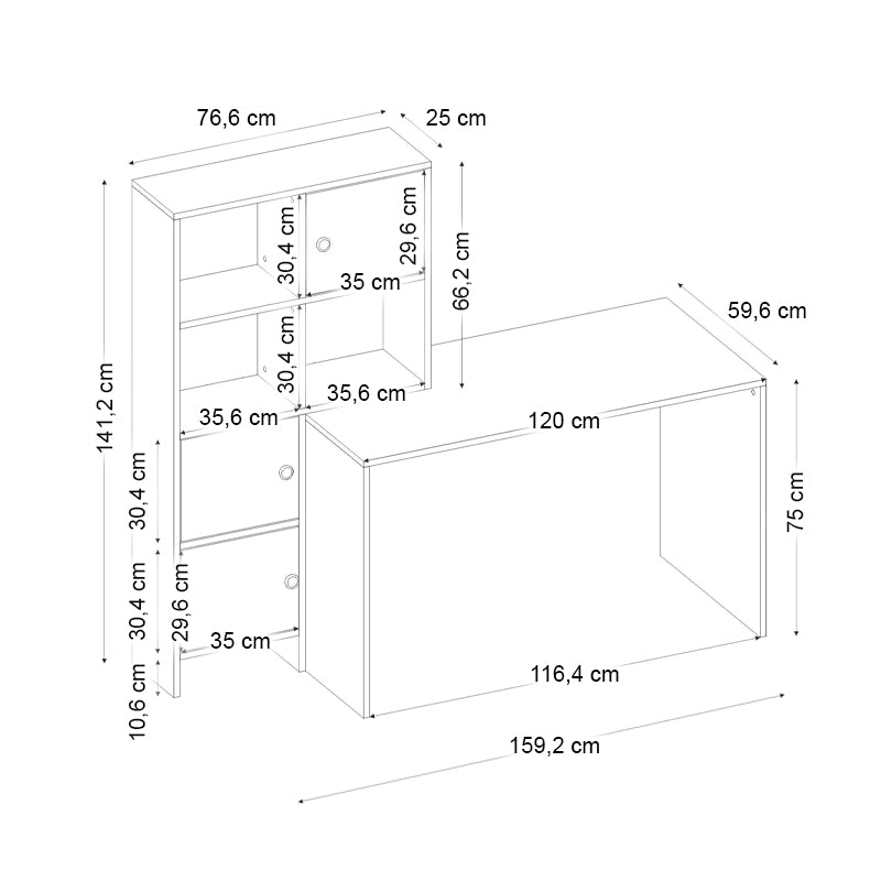 Γραφείο εργασίας Lesya Megapap αναστρέψιμο χρώμα καρυδί 159,2x59,6x141,2εκ. - Hippiehome.gr