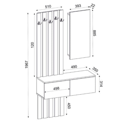 Έπιπλο εισόδου Kanso Megapap χρώμα ανθρακί - sepet oak 100x35x196,7εκ. - Hippiehome.gr