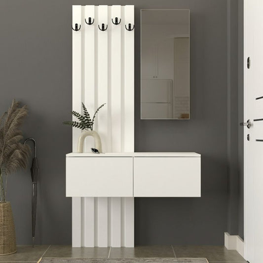 Έπιπλο εισόδου Kanso Megapap χρώμα λευκό 100x35x196,7εκ. - Hippiehome.gr