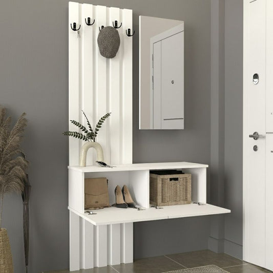 Έπιπλο εισόδου Kanso Megapap χρώμα λευκό 100x35x196,7εκ. - Hippiehome.gr