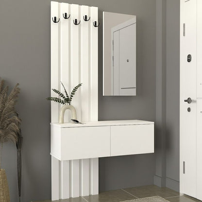 Έπιπλο εισόδου Kanso Megapap χρώμα λευκό 100x35x196,7εκ. - Hippiehome.gr