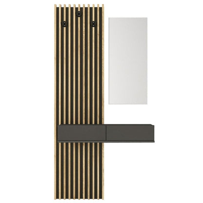 Έπιπλο εισόδου Elois Megapap χρώμα ανθρακί - sepet oak 96,6x26,8x195,5εκ. - Hippiehome.gr