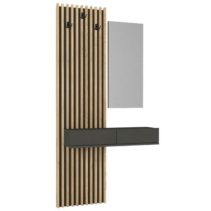Έπιπλο εισόδου Elois Megapap χρώμα ανθρακί - sepet oak 96,6x26,8x195,5εκ. - Hippiehome.gr