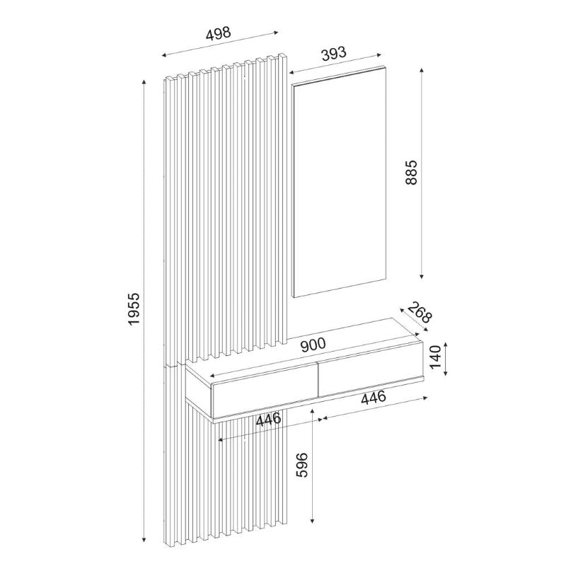 Έπιπλο εισόδου Elois Megapap χρώμα ανθρακί - sepet oak 96,6x26,8x195,5εκ. - Hippiehome.gr