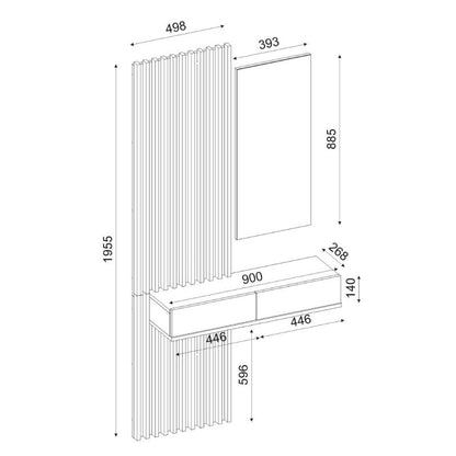 Έπιπλο εισόδου Elois Megapap χρώμα ανθρακί - sepet oak 96,6x26,8x195,5εκ. - Hippiehome.gr