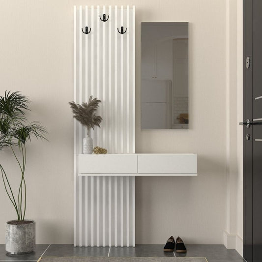 Έπιπλο εισόδου Elois Megapap χρώμα λευκό 96,6x26,8x195,5εκ. - Hippiehome.gr