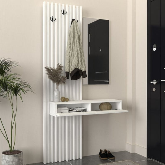 Έπιπλο εισόδου Elois Megapap χρώμα λευκό 96,6x26,8x195,5εκ. - Hippiehome.gr