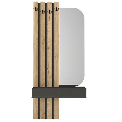 Έπιπλο εισόδου Reyas Megapap χρώμα ανθρακί - sepet oak 90x27x205,6εκ. - Hippiehome.gr