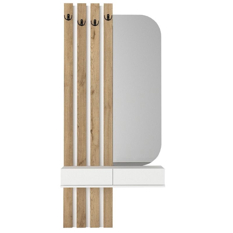 Έπιπλο εισόδου Reyas Megapap χρώμα λευκό - sepet oak 90x27x205,6εκ. - Hippiehome.gr
