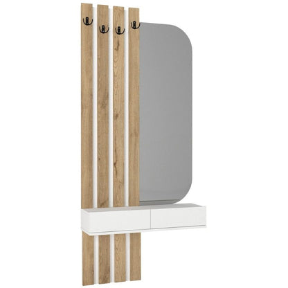 Έπιπλο εισόδου Reyas Megapap χρώμα λευκό - sepet oak 90x27x205,6εκ. - Hippiehome.gr
