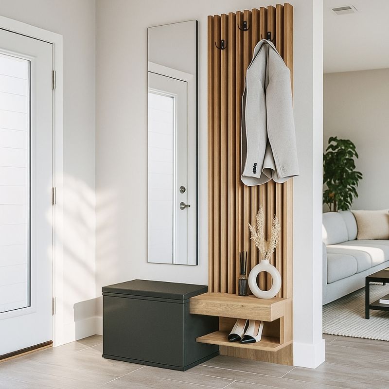 Έπιπλο εισόδου Dumont Megapap χρώμα ανθρακί - sepet oak 104,8x35x198εκ. - Hippiehome.gr