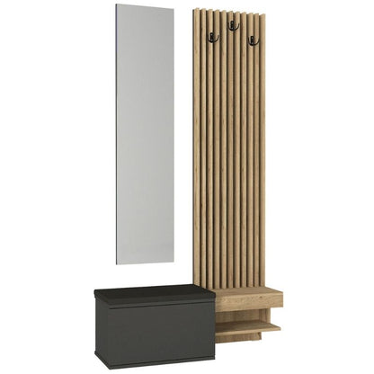 Έπιπλο εισόδου Dumont Megapap χρώμα ανθρακί - sepet oak 104,8x35x198εκ. - Hippiehome.gr