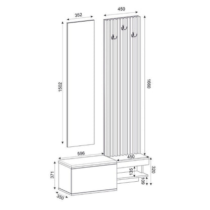 Έπιπλο εισόδου Dumont Megapap χρώμα ανθρακί - sepet oak 104,8x35x198εκ. - Hippiehome.gr