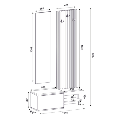 Έπιπλο εισόδου Dumont Megapap χρώμα ανθρακί - sepet oak 104,8x35x198εκ. - Hippiehome.gr