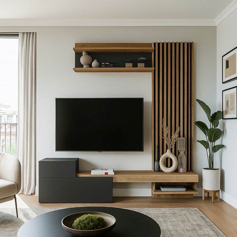 Σύνθεση τηλεόρασης Dumont Megapap χρώμα ανθρακί - sepet oak 180x36,8x200εκ. - Hippiehome.gr