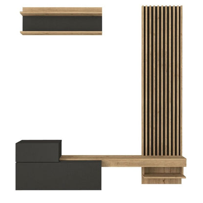 Σύνθεση τηλεόρασης Dumont Megapap χρώμα ανθρακί - sepet oak 180x36,8x200εκ. - Hippiehome.gr