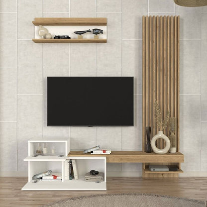 Σύνθεση τηλεόρασης Dumont Megapap χρώμα λευκό - sepet oak 180x36,8x200εκ. - Hippiehome.gr