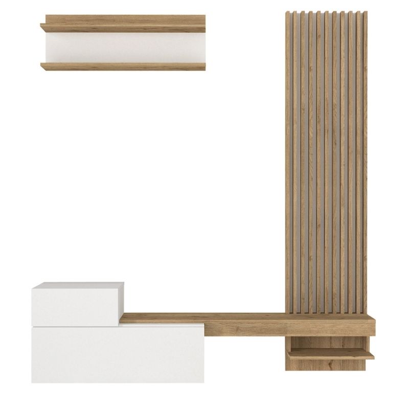 Σύνθεση τηλεόρασης Dumont Megapap χρώμα λευκό - sepet oak 180x36,8x200εκ. - Hippiehome.gr