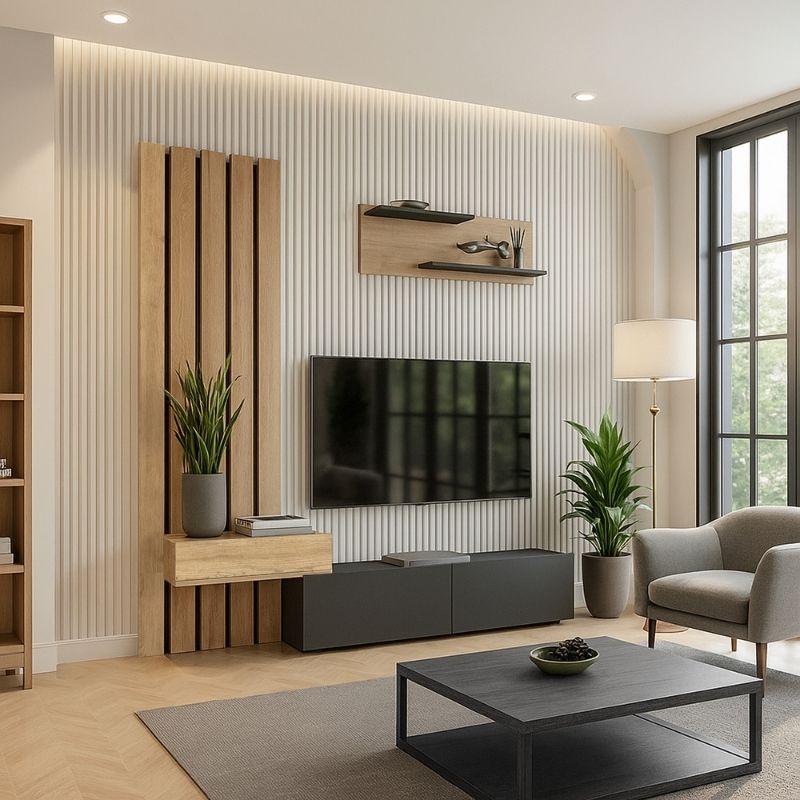 Σύνθεση τηλεόρασης Rosaline Megapap χρώμα ανθρακί - sepet oak 183x31,3x196,9εκ. - Hippiehome.gr
