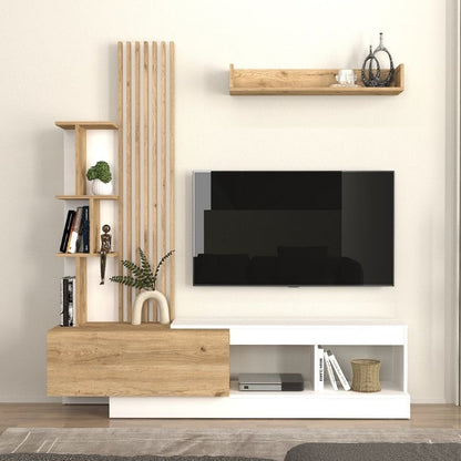 Σύνθεση τηλεόρασης Vermont Megapap χρώμα λευκό - sepet oak 180x40x193,8εκ. - Hippiehome.gr
