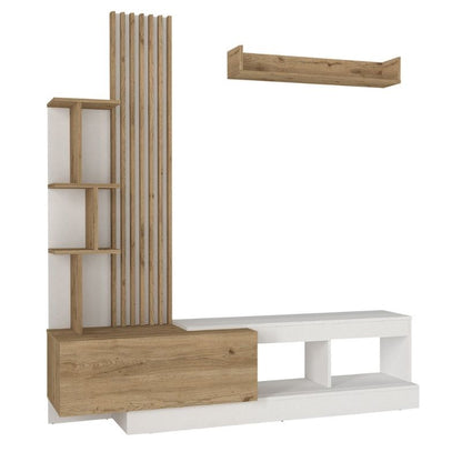 Σύνθεση τηλεόρασης Vermont Megapap χρώμα λευκό - sepet oak 180x40x193,8εκ. - Hippiehome.gr