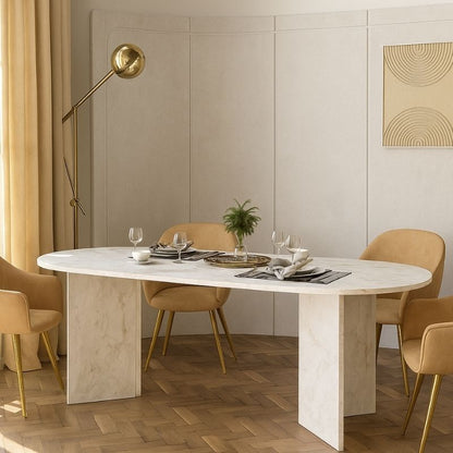 Τραπέζι Cortado Megapap χρώμα λευκό εφέ μαρμάρου 200x90x74εκ. - Hippiehome.gr