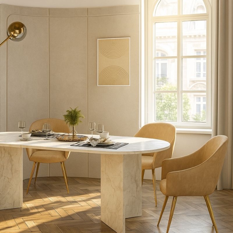 Τραπέζι Cortado Megapap χρώμα λευκό εφέ μαρμάρου 200x90x74εκ. - Hippiehome.gr