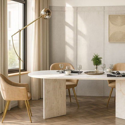 Τραπέζι Cortado Megapap χρώμα λευκό εφέ μαρμάρου 200x90x74εκ. - Hippiehome.gr