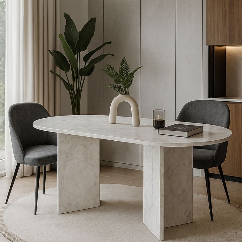 Τραπέζι Cortado Megapap χρώμα λευκό εφέ μαρμάρου 138x80x75εκ. - Hippiehome.gr