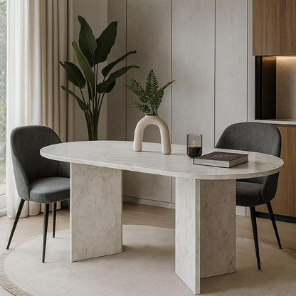 Τραπέζι Cortado Megapap χρώμα λευκό εφέ μαρμάρου 138x80x75εκ. - Hippiehome.gr